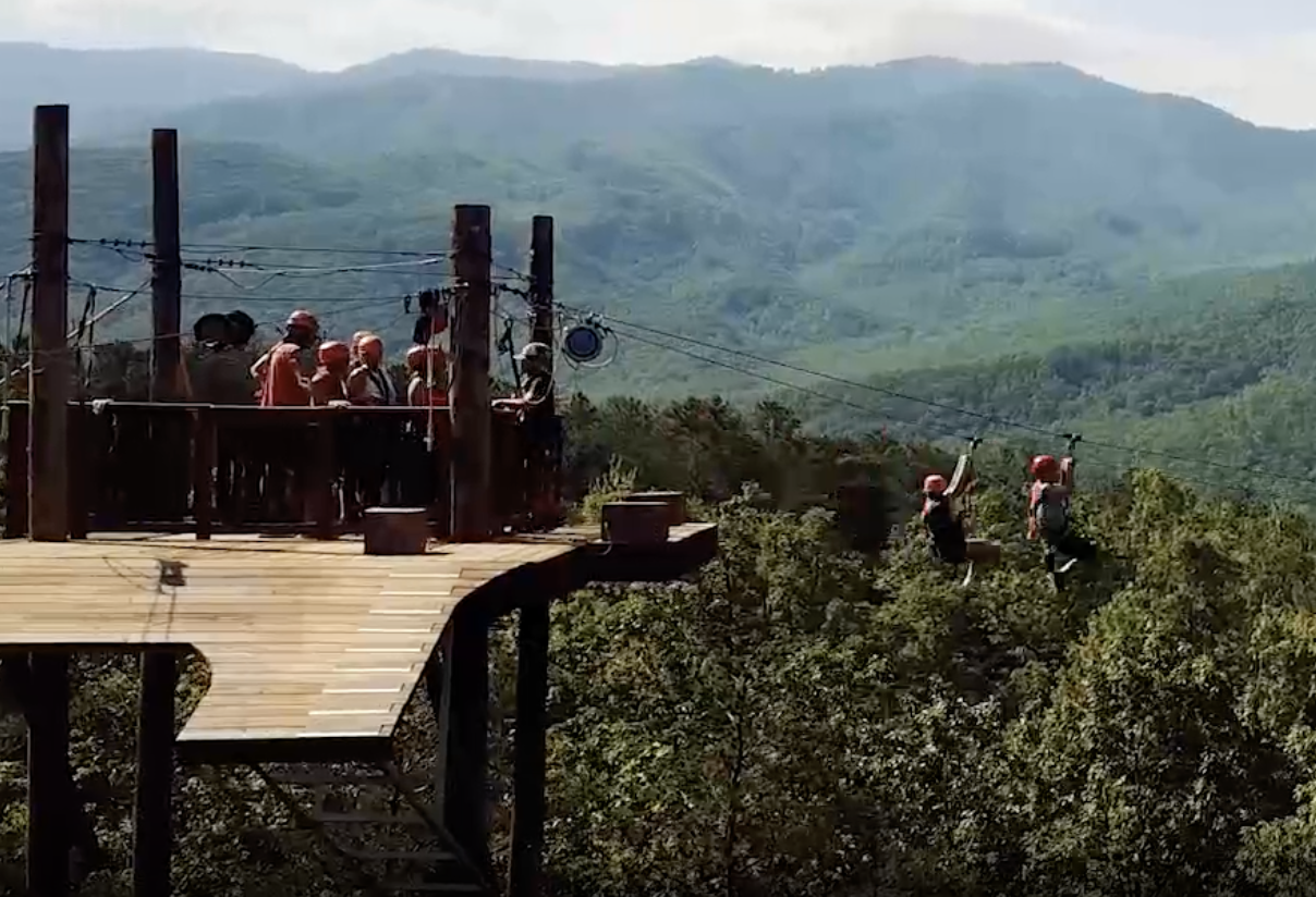 CLIMB Works Smoky Mountains zipline adventure near Outdoor Resorts Gatlinburg